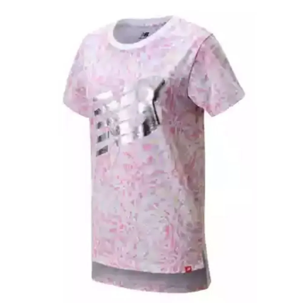 NEW BALANCE GIRLS XLARGE TSHIRT IN PINK LEMONADE